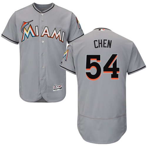 marlins #54 Wei-Yin Chen Grey Flexbase Authentic Collection Stitched MLB Jersey